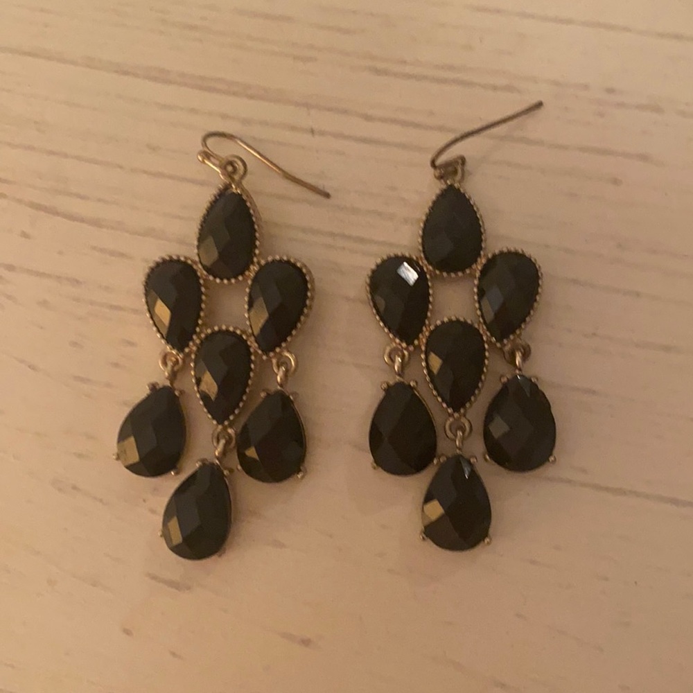 Black Stone Statement Earrings